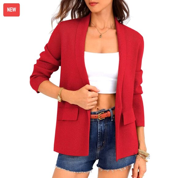 Lightweight Knit Blazer Cardigan Business Casual Stretch Office Wear